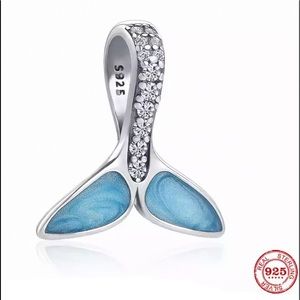 Mermaid Tail S925 Silver Stamped Charm, fits Pandora Charm Bracelet